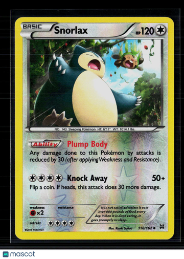 Pokemon 2015 BREAKthrough Snorlax #118/162