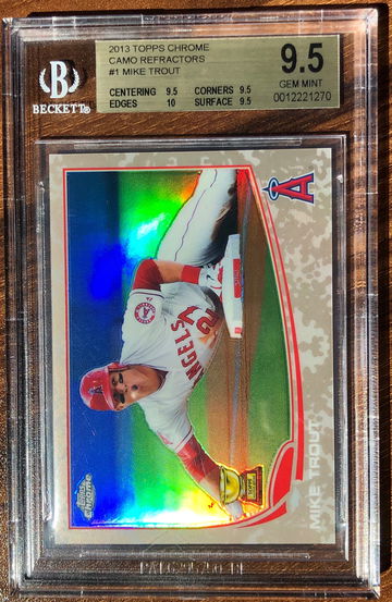 2013 Mike Trout Topps Chrome Camo Refractor 15/15 BGS 9.5 Gold Rookie Cup