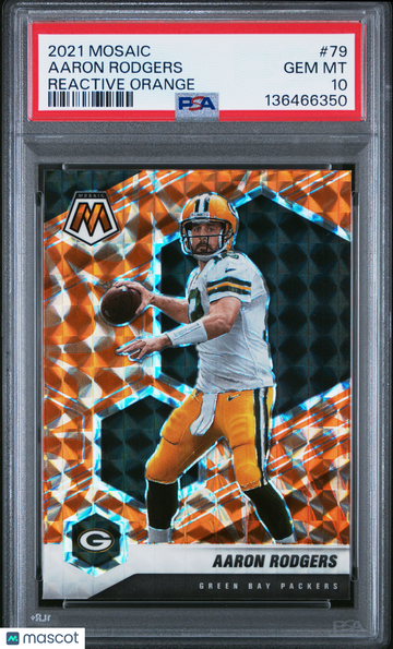 2021 Panini Mosaic Aaron Rodgers #79 Reactive Orange PSA 10