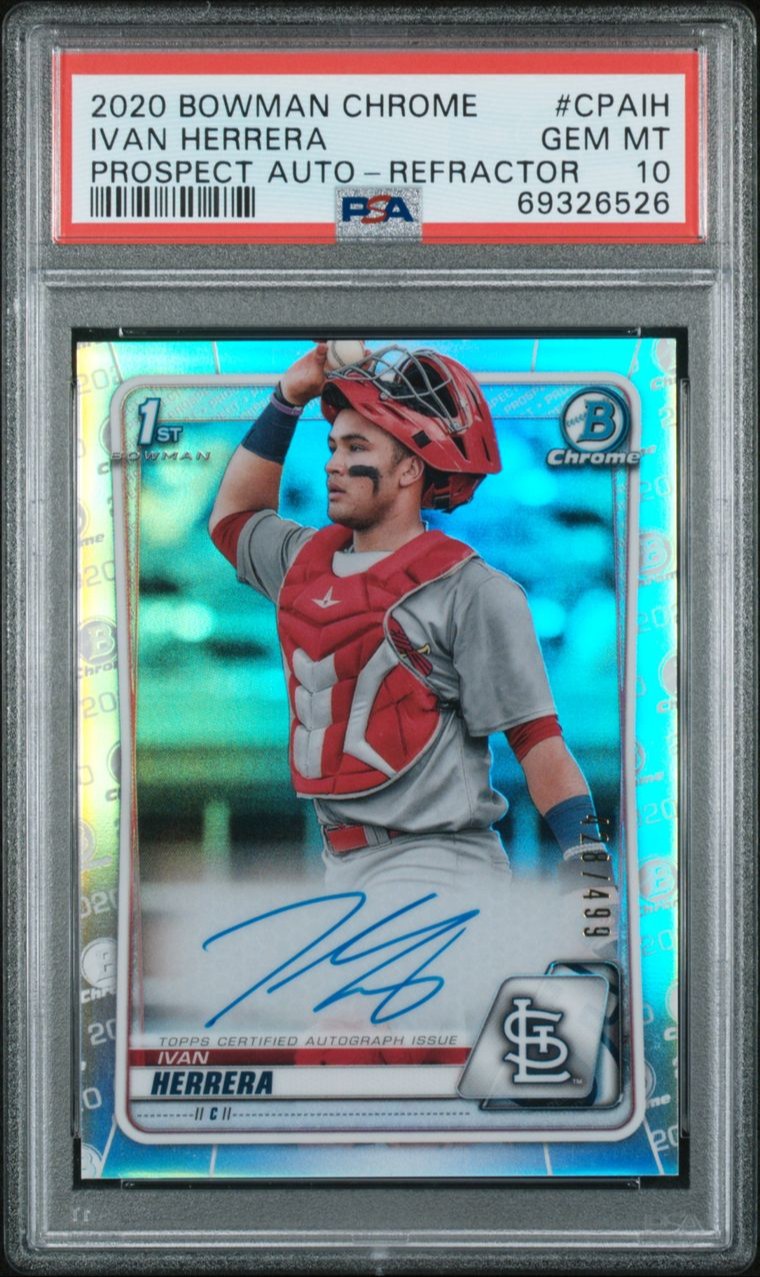 Ivan Herrera - 2020 Bowman Chrome Prospects Rookie Auto Refractor 428/499 - PSA 10