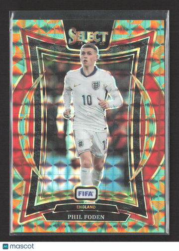 2025 Panini Select FIFA Soccer Prizm Terrace Phil Foden #65 Red Multi-Color /15