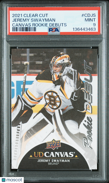 2021-22 Upper Deck Clear Cut Jeremy Swayman #CDJS Canvas Rookie Debut Rookie PSA 9