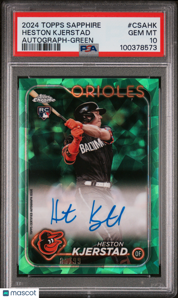2024 Topps Chrome Sapphire Chrome Sapphire Autographs Heston Kjerstad #CSAHK Green /99 PSA 10