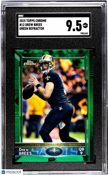 2015 Topps Chrome Drew Brees #12 Green Refractor SGC 9.5