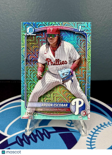 2025 Bowman Aroon Escobar #BCP-65 Chrome Prospects Mojo Aqua Refractor SN Philadelphia Phillies