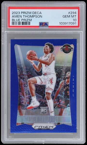 2023 Panini Prizm Deca Amen Thompson Blue Prizm PSA 10