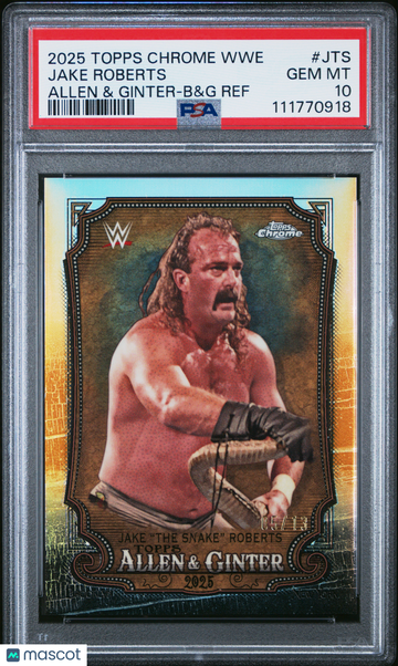 2025 Topps Chrome WWE Allen & Ginter Jake Roberts #AG-JTS Black & Gold Refractor /13 Short Print HOF Parallel/Variety Hi