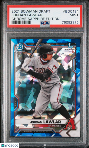 2021 Bowman Draft Chrome Sapphire Edition Jordan Lawlar #BDC194 PSA 9