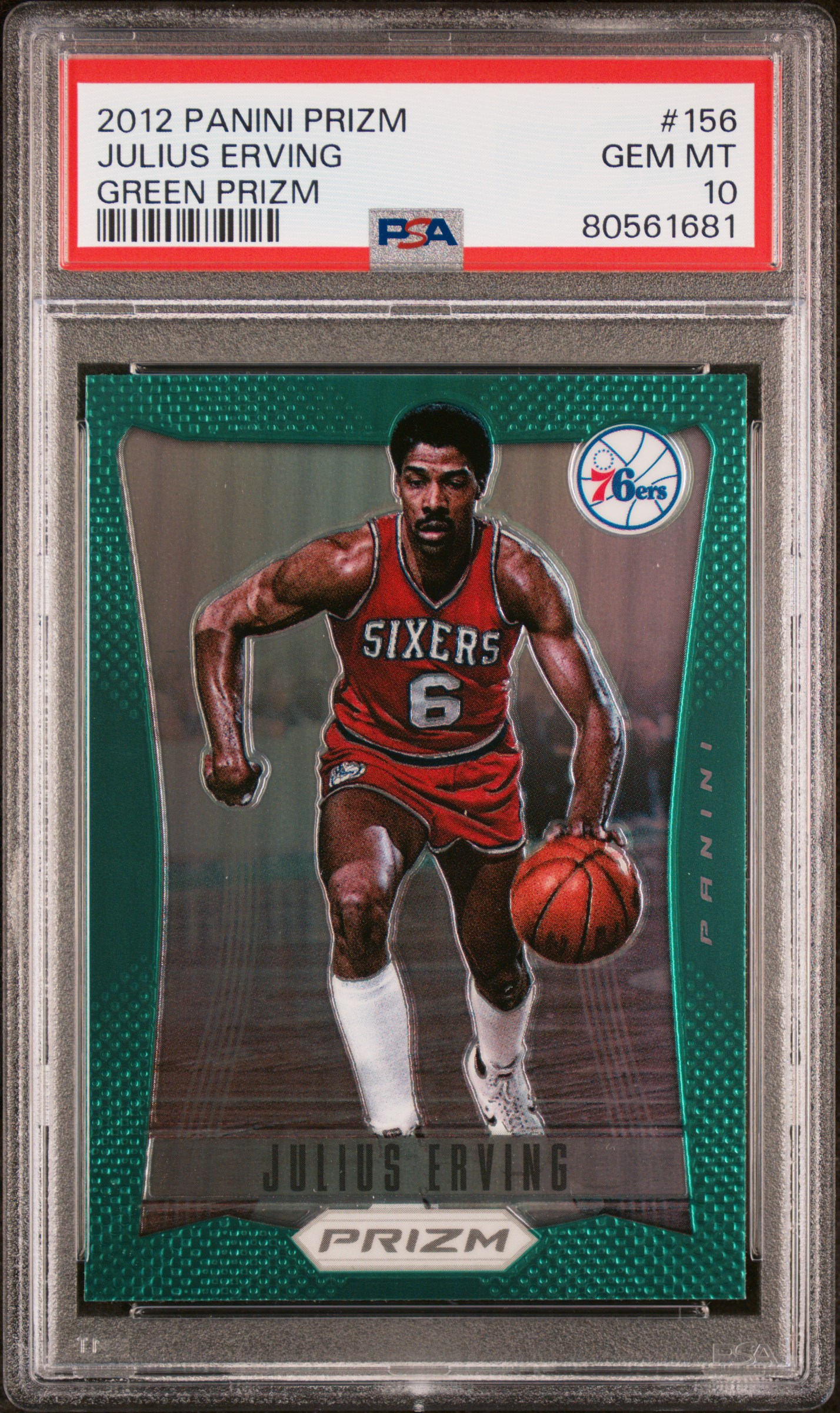 PSA 10 2012 Panini Prizm Julius Erving Green Prizm #156 POP 2