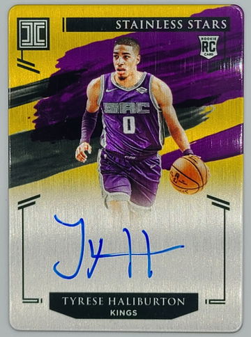 2020-21 Panini Impeccable Stainless Stars Tyrese Haliburton In Card Auto Gold /10 Rookie RC