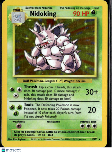 1999 Base Set Nidoking Holo Rare #11/102