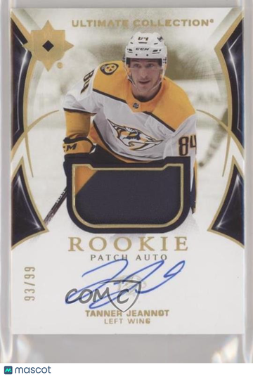 2021-22 Upper Deck Ultimate Collection Tanner Jeannot #163 Auto Patch 93/99 Parallel/Variety Rookie Base Set Memorabilia