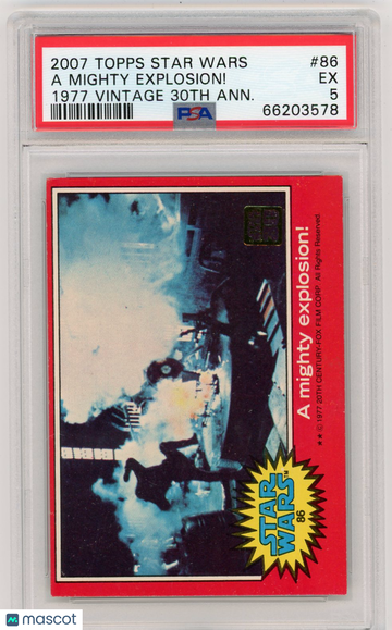2007 Topps Star Wars 1977 Vintage 30th Anniversary Stamped Card A Mighty Explosion! #86 PSA 5