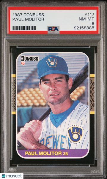 1987 Donruss Paul Molitor #117 PSA 8