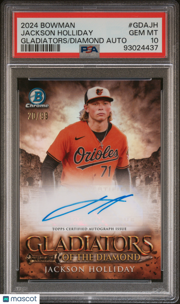 2024 Bowman Gladiators Of The Diamond Autographs Jackson Holliday #GDAJH /99 PSA 10