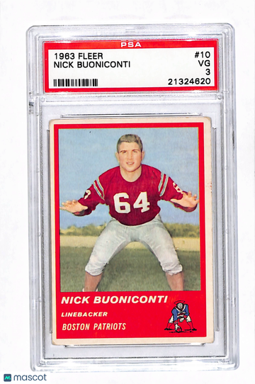 1963 Fleer Nick Buoniconti #10 PSA 3
