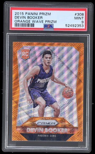 2015 Panini Prizm Devin Booker Orange Wave Prizm PSA 9 RC