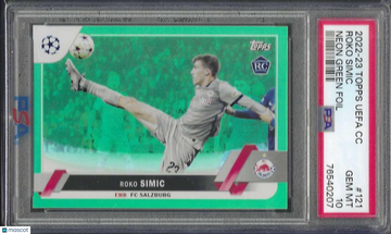 2022 Topps UEFA Club Competitions Roko Simic #121 Neon Green Foil PSA 10