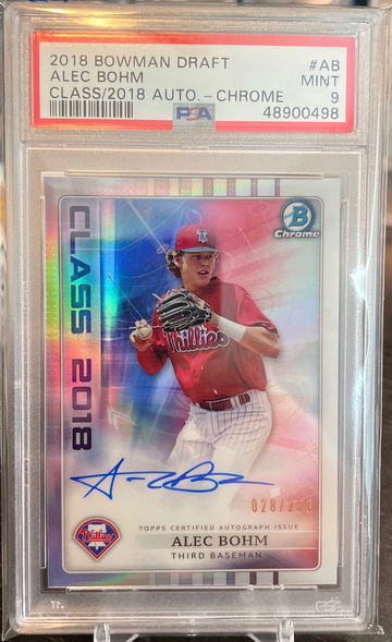 Alec Bohm 2018 Bowman Class of 2018 Chrome Auto PSA 9