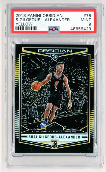 2018 Obsidian Shai Gilgeous Alexander Yellow /10 PSA 9