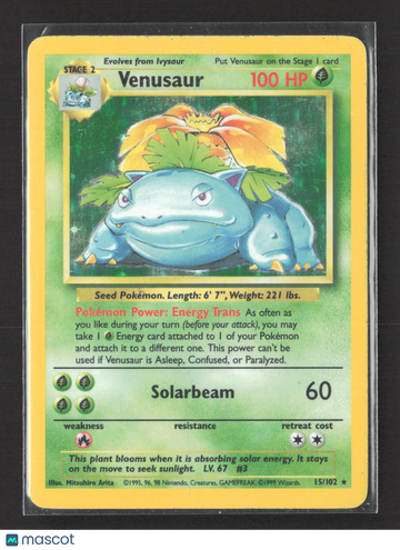 1999 Base Set Venusaur Holo Rare #15/102