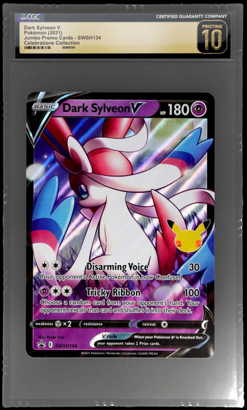 2021 Pokemon Sword And Shield Black Star Celebrations Collection Jumbo Dark Sylveon V CGC 10 Pristine