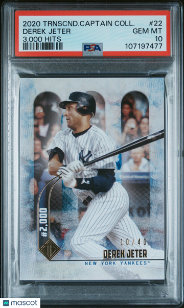 2020 Topps Transcendent Captain's Collection 3,000 Hits Derek Jeter #22 /40 PSA 10