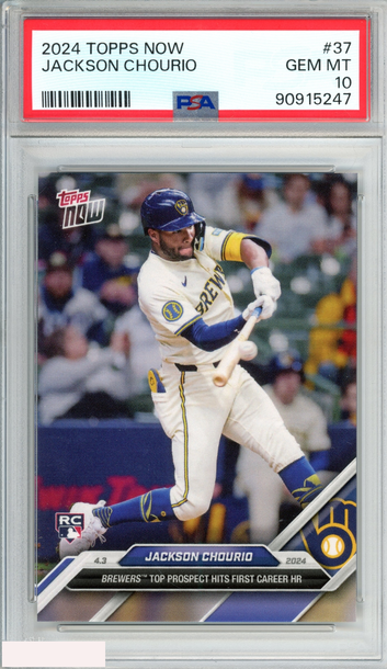 2024 TOPPS NOW JACKSON CHOURIO #37 ROOKIE RC MILWAUKEE BREWERS PSA 10 GEM MT