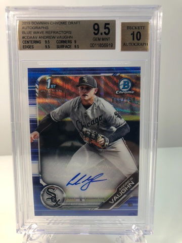 2019 Bowman Chrome Blue Wave Refractor Andrew Vaughn RC /150 BGS 9.5 w/ 10 AUTO