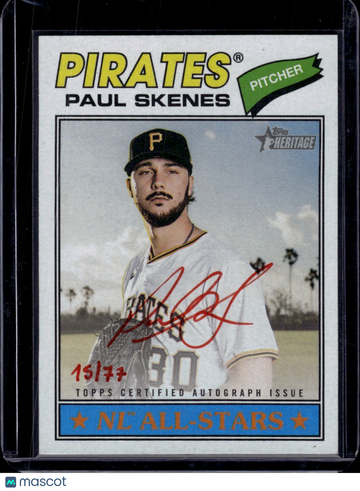 2026 Topps Heritage Paul Skenes #ROA-PS /77 Topps Certified Autograph Issue