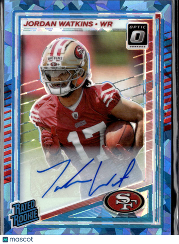 2025 Panini Donruss Optic Jordan Watkins #289 Blue Velocity /25
