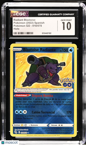 2022 Pokemon Go Radiant Blastoise Holo Spanish CGC 10 #018/078