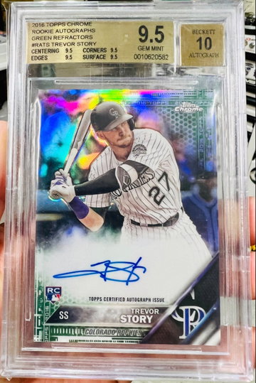 2016 Topps Chrome Green /99 auto Trevor Story BGS 9.5/10