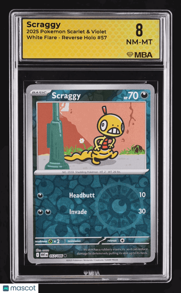 2025 Pokemon Scarlet & Violet White Flare Scraggy Reverse Holo MBA 8 #57