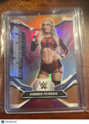 2026 Topps Chrome WWE Karmen Petrovic Orange Refractor Limited Edition Short Print Hologram Parallel/Variety Chase Inser