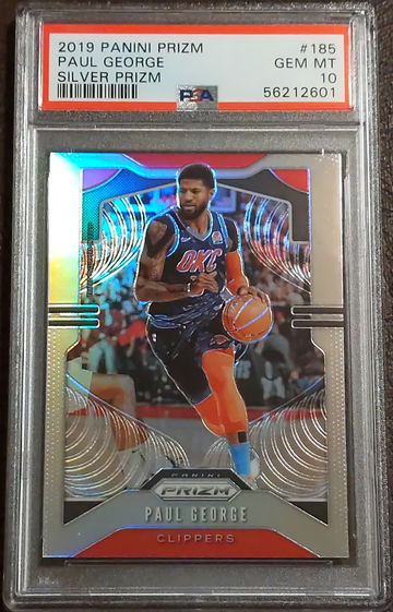 2019 Prizm, Silver Prizm, #185, Paul George, PSA 10