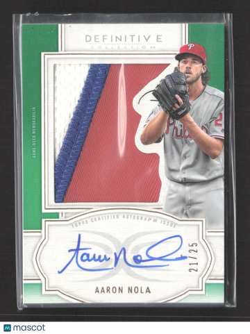 2020 Topps Definitive Collection Aaron Nola #ARC-AN /25 Autograph Relic Collection Game-Used Memorabilia