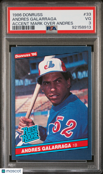 1986 Donruss Andres Galarraga #33 Accent Mark Over Andres PSA 3