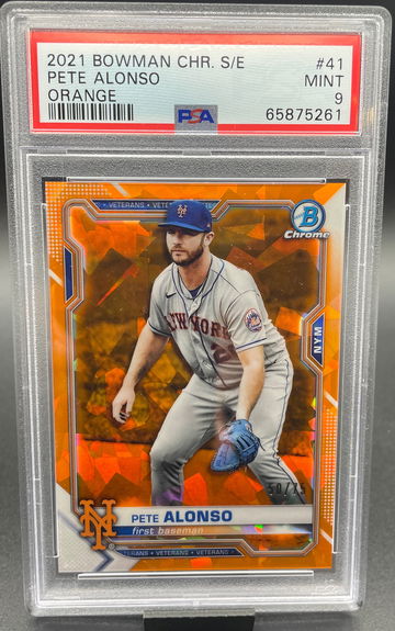 2021 Bowman Chrome Sapphire Edition Pete Alonso Orange /75 PSA 9