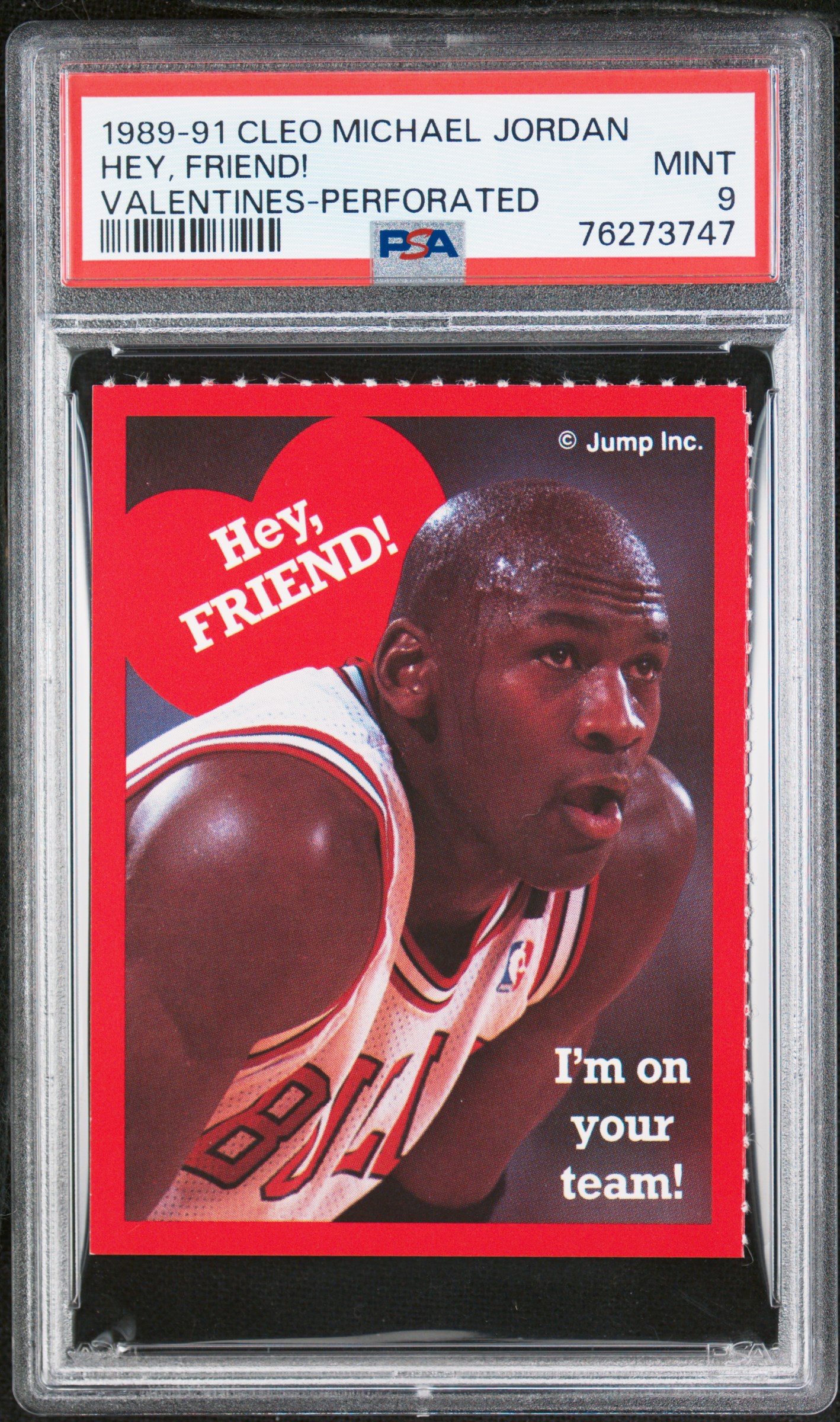 MIchael Jordan Hey, Friend! 1989-1991 Cleo Michael Jordan Valentines   PSA 9 PERFORATED