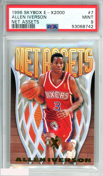 1996 SKYBOX E-X2000 NET ASSETS ALLEN IVERSON #7 NET ASSETS RC PSA 9 MINT