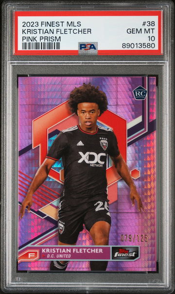 2023 TOPPS FINEST MLS KRISTIAN FLETCHER PINK PRISM #38 PSA 10