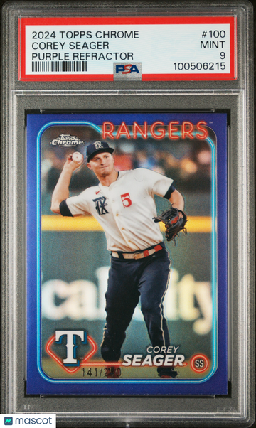 2024 Topps Chrome Corey Seager #100 Purple Refractor PSA 9