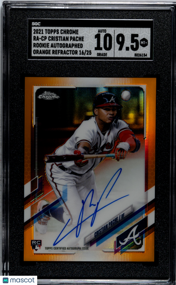 2021 Topps Chrome Cristian Pache #RA-CP Rookie Autograph Orange Refractor 25 /25 SGC 9.5 Auto 10