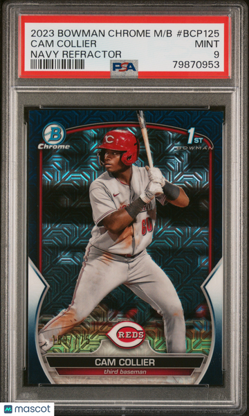 2023 Bowman Mega Box Chrome Cam Collier #125 Navy Refractor PSA 9