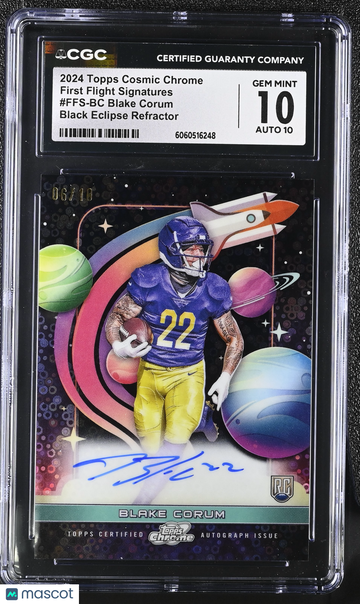 2024 Topps Cosmic Chrome Blake Corum #FFS-BC Black Eclipse Refractor /10 First Flight Signatures CGC 10 Auto 10