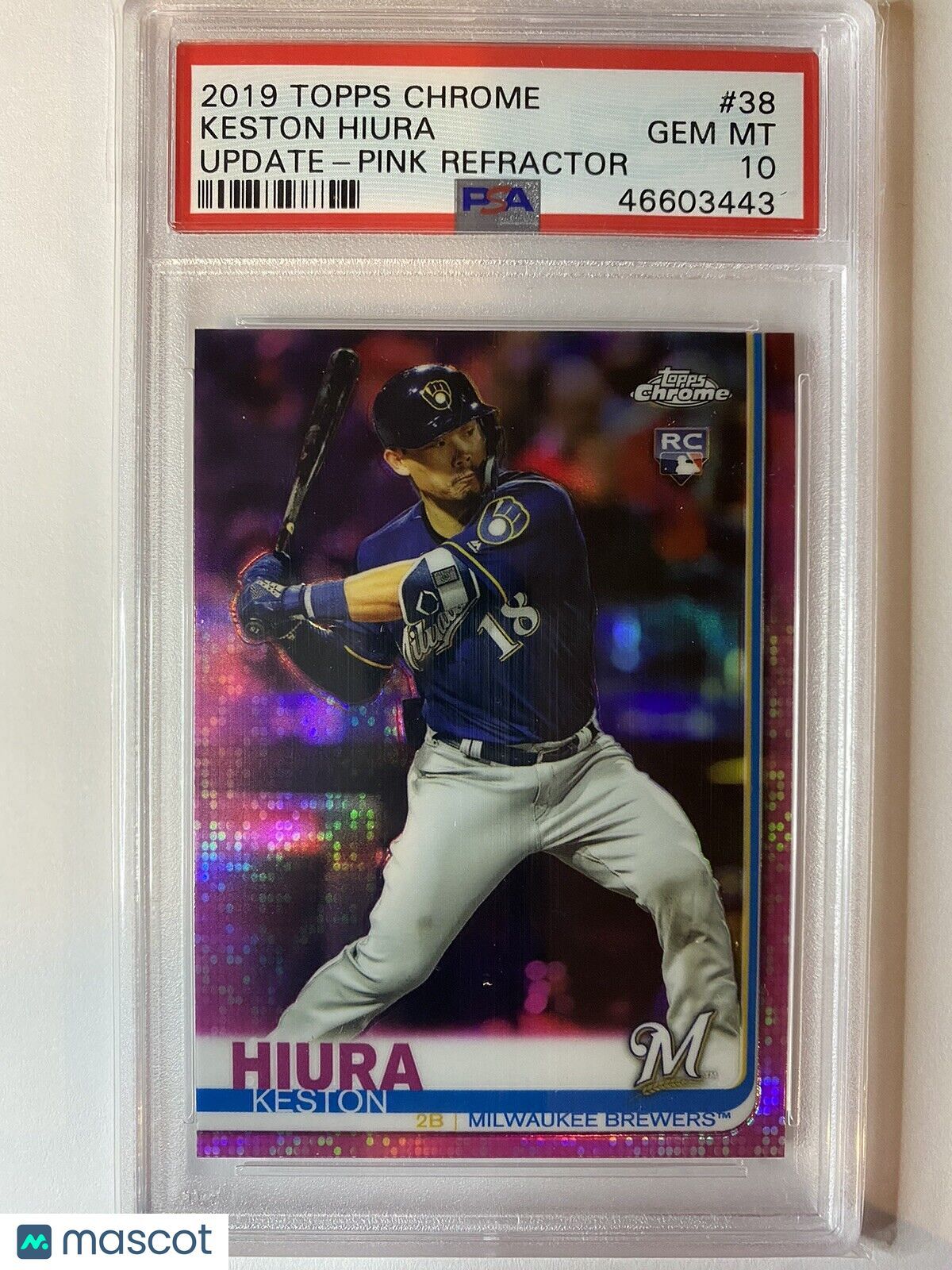 2019 Topps Chrome Update Keston Hiura #38 Pink Refractor PSA 10 RC Rookie Card