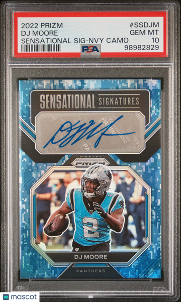 2022 Panini Prizm DJ Moore #SS-DJM Navy Camo /25 Sensational Auto PSA 10