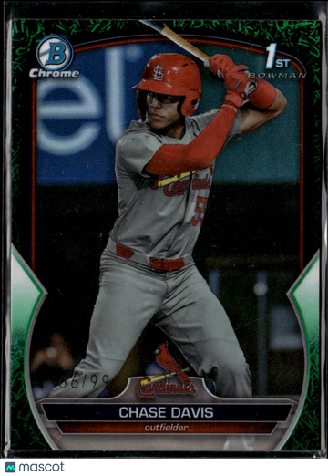 Chase Davis 2023 Bowman Chrome Draft 1st Bowman Green Grass Refractor St. Louis Cardinals