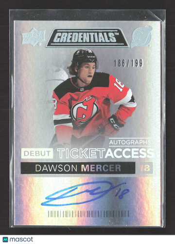 2022 Upper Deck Credentials Debut Ticket Access Dawson Mercer #DTAA-DM /199